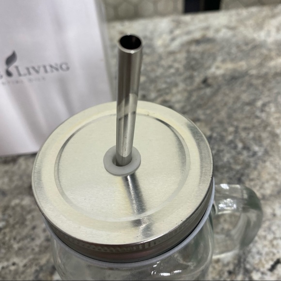 Young Living Glass Jar Mug with Stainless Steel Straw - Picture 5 of 7